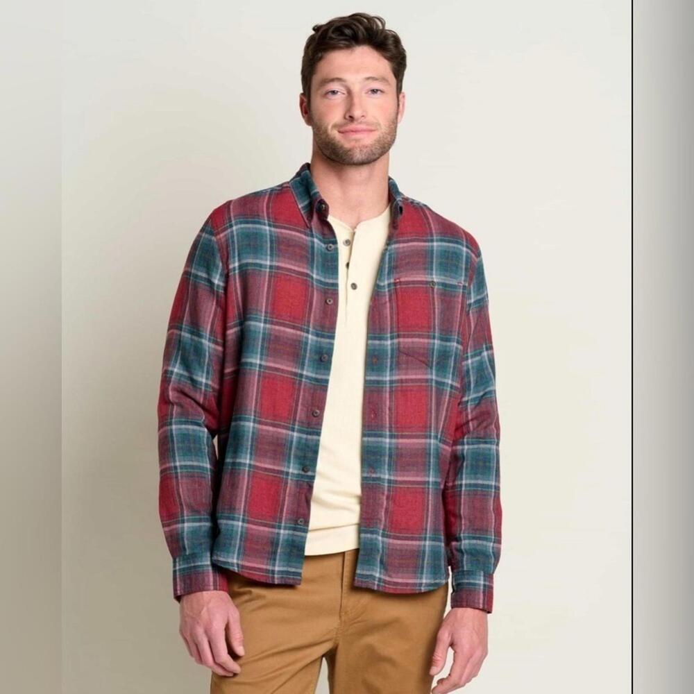 NWT Toad&Co‎ 100% Recycled Materials Airsmyth Long Sleeve Plaid Flannel Shirt S